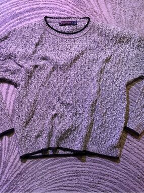 Roundtree & Yorke Marled Black and White Crewneck Sweater